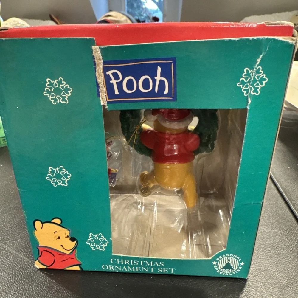 Winnie the Pooh Christmas Ornament VTG Original Box With Miniature Ornament